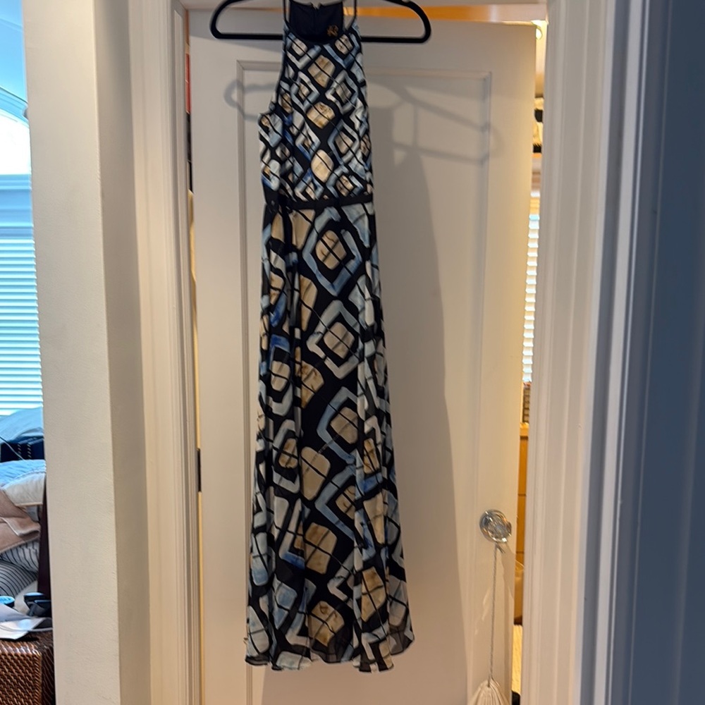Anthropologie Blue and White Petite Maxi Dress
